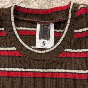 Dolce & Gabbana, Ribbed Sweater, Vintage, Brown, red and cream, size 42/56